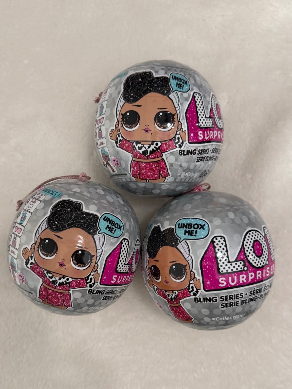 LOL Surprise! Bling Series Doll Lot of 3 balls Silver New